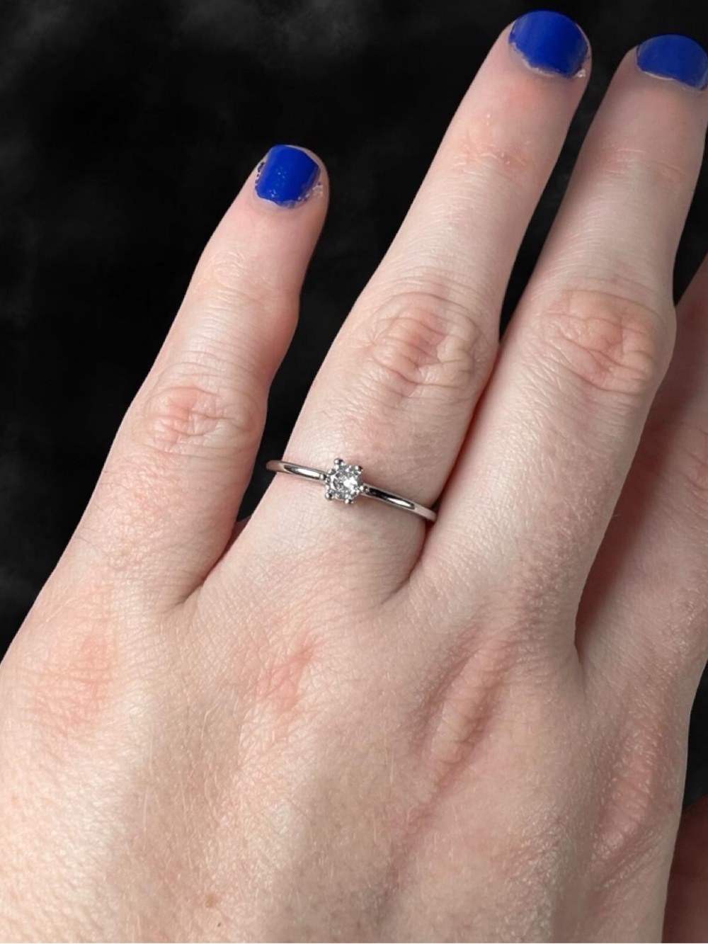 925 Sterling Silver Round Solitaire Ring Clear CZ Adjustable Size 7